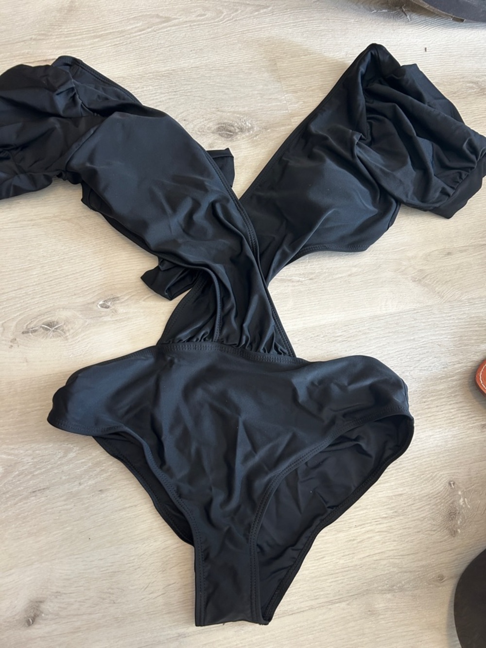 Black Off-Shoulder One-Piece Swimsuit